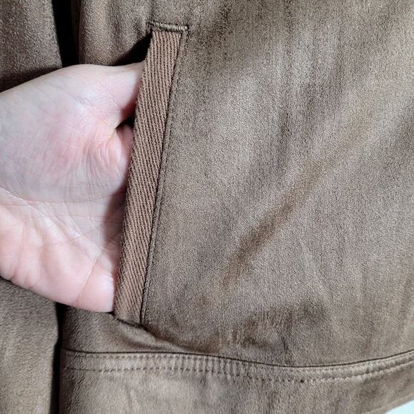 NWT EVEREVE Romy Jacket Faux Suede Cropped Chestnut Brown Medium NEW - Picture 8 of 12